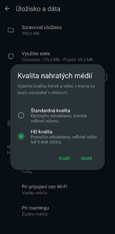 WhatsApp vysoka kvalita fotografii