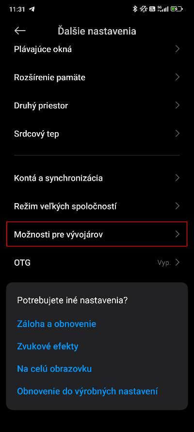Xiaomi vyvojarske nastavenia skryte menu_2
