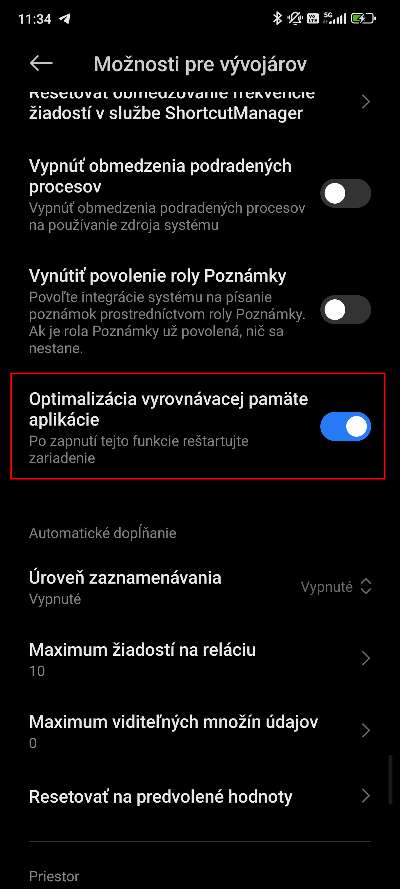 Xiaomi vyvojarske nastavenia skryte menu_optimalizacia docasnej pamate aplikacii