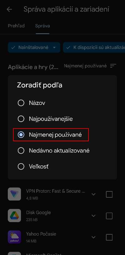 ako najst najmenej pouzivane aplikacie navod_3