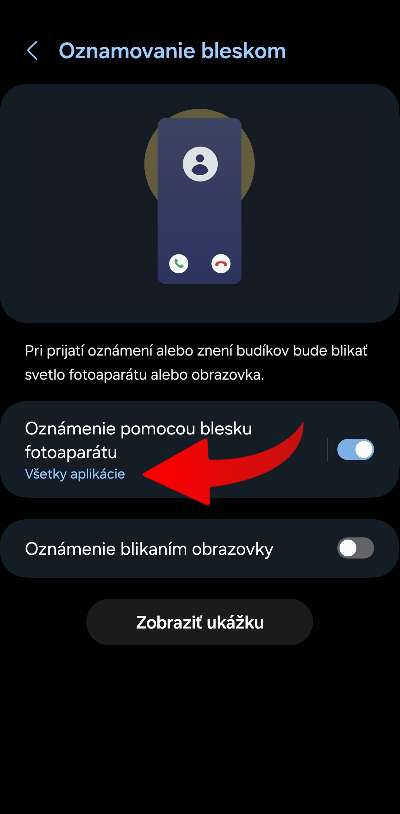 ako nastavit blesk aby blikal pri upozorneniach navod_5