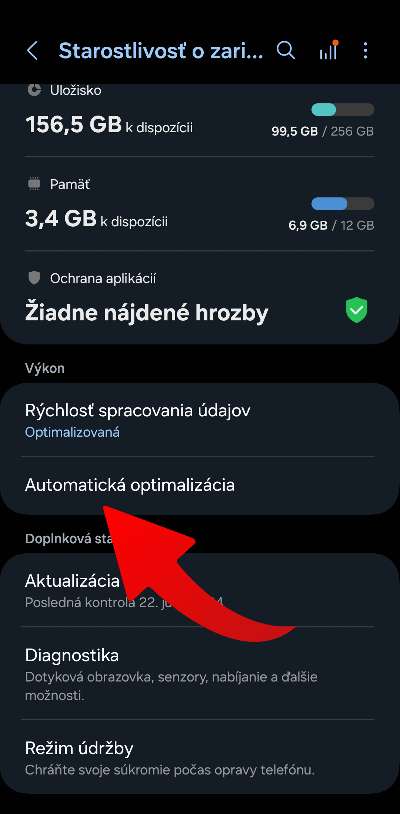 automaticka optimalizacia Samsung smartfon navod ako zapnut_2