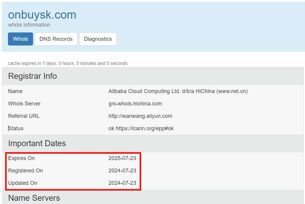 datum registracie falosnej domeny