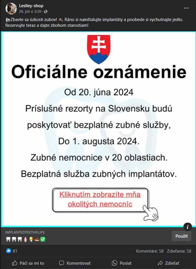 Nenaleť na falošnú ponuku bezplatných zubných zákrokov