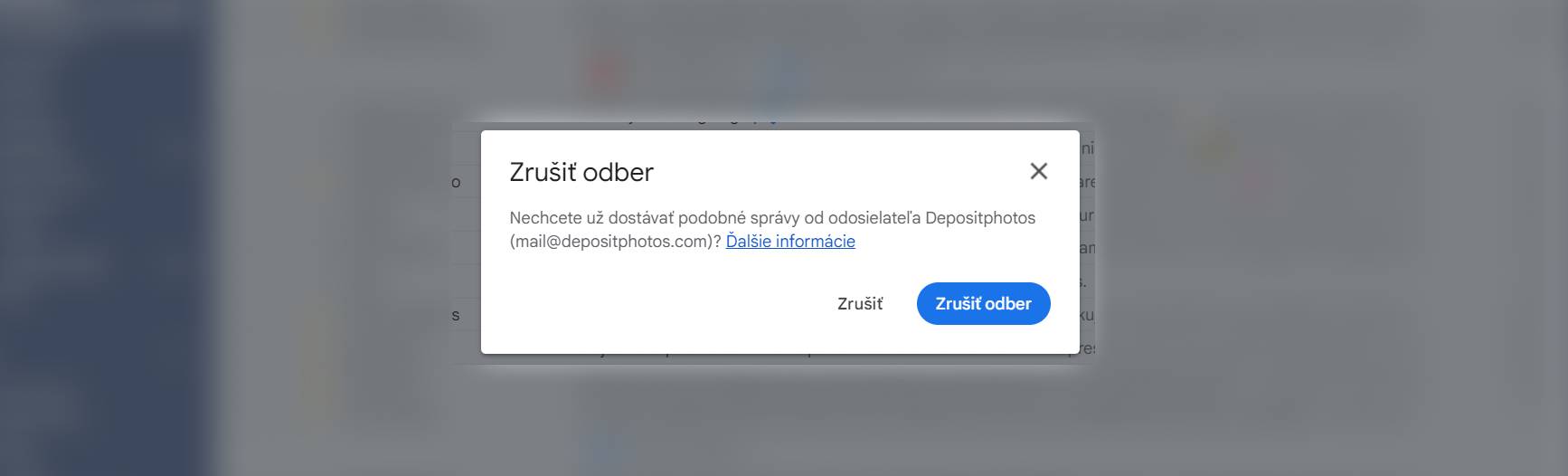 gmail tlacidlo zrusit odber vo vypise emailov_2