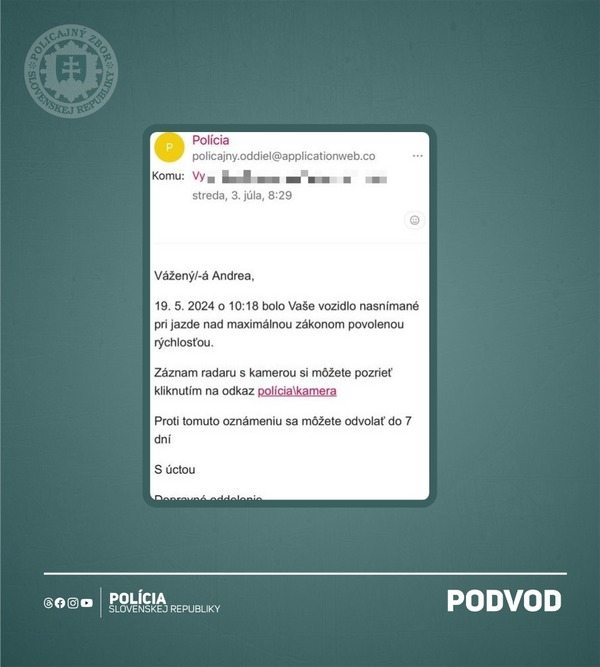podvod falosna pokuta policia