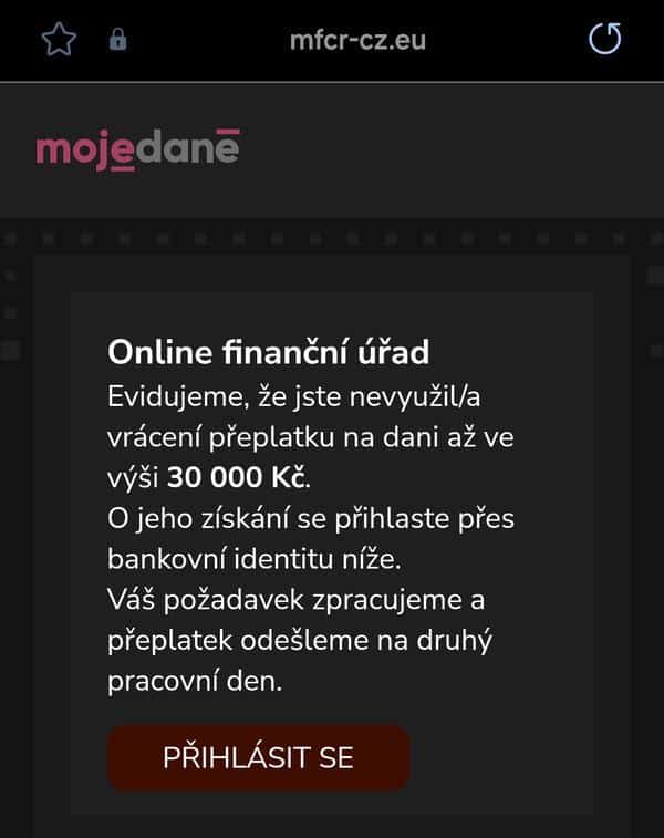 podvodna SMS sprava preplatok na daniach_1