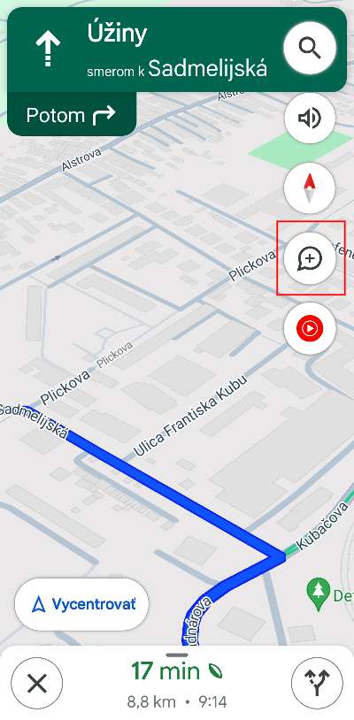 Google Mapy ako nahlasit radar_1