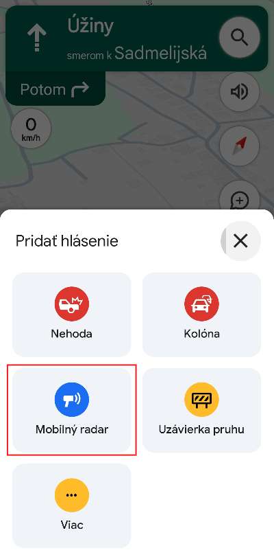 Zdroj: VosveGoogle Mapy ako nahlasit radar_2teit.sk