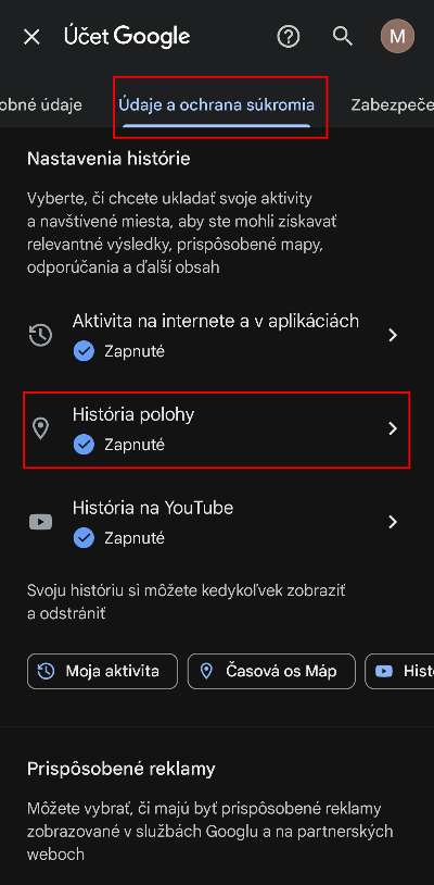 obmedzenie sledovania polohy Google v Android telefone navod_2