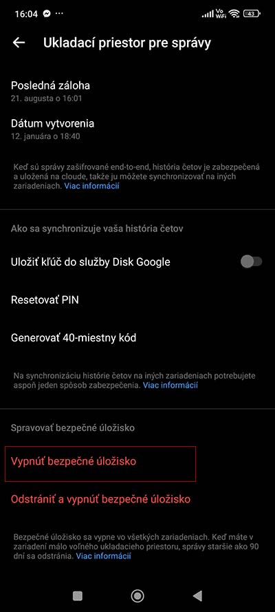 Ako vieš v Messengeri vypnúť odomykanie histórie četov PIN kódom?