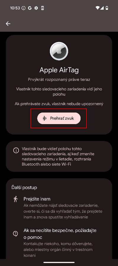 kontrola sledovacov v okoli Android_navod_5