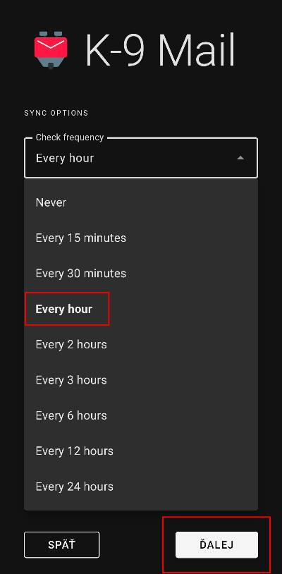 ako zmenit frekvenciu synchronizacie Gmail uctu navod_K 9 e-mailovy klient_4