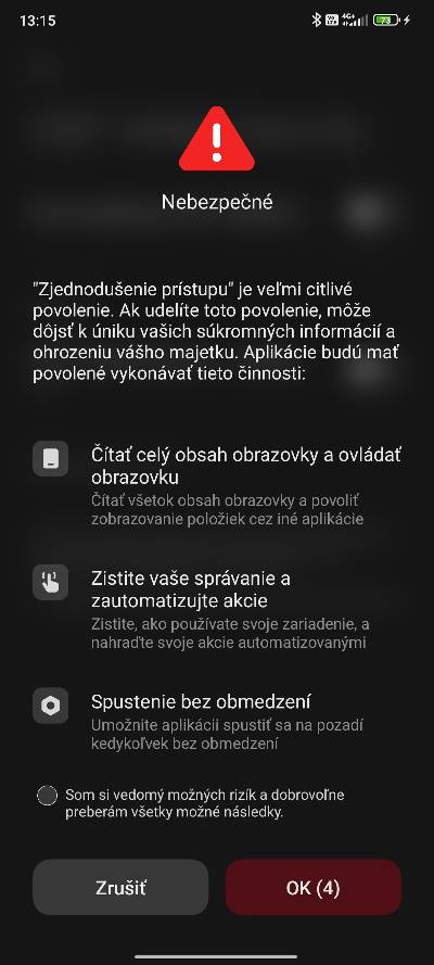 upozornenie na citlive povolenia Android telefon