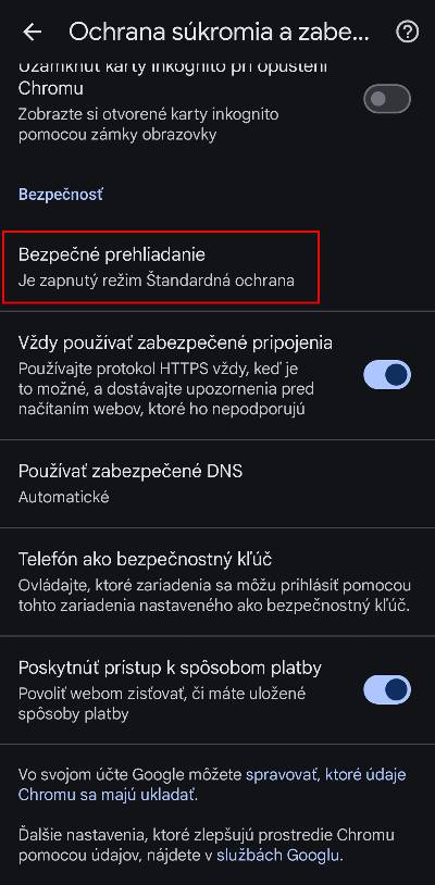 Chrome ako zapnut zlepsenu ochranu prehliadania webu navod_3
