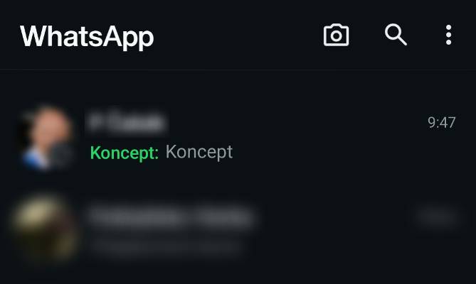 WhatsApp fukcia konceptov sprav