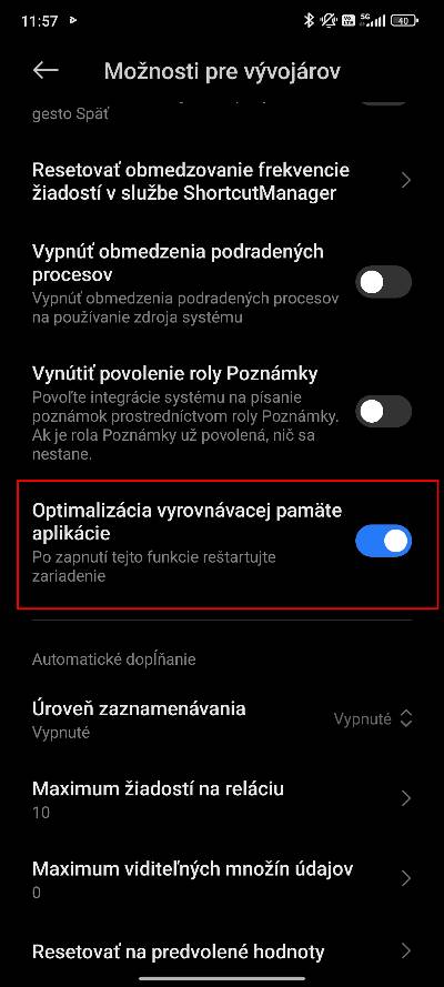 automaticka optimalizacia RAM pamate v Xiaomi smartfone