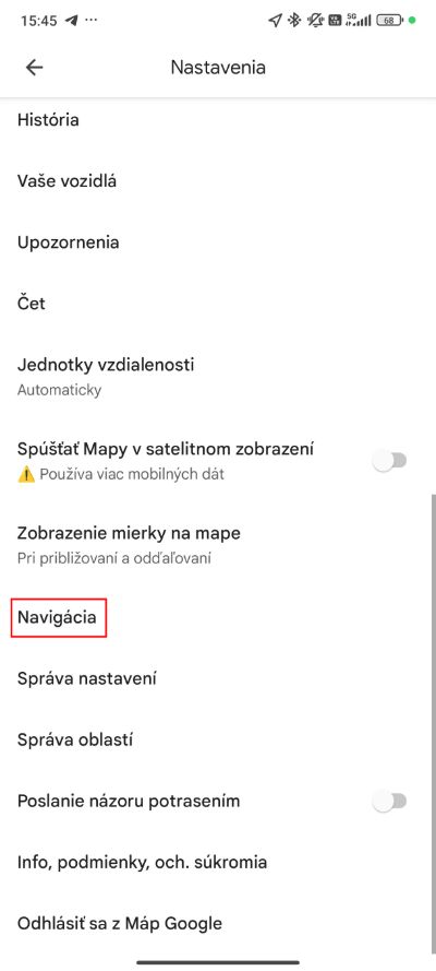 Google Mapy_nastavenie tachometra a upozorneni na rychlost_1