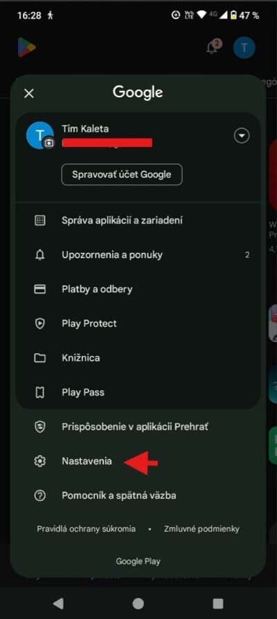 Google play nastavenia profil