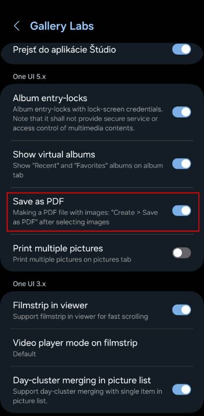 Samsung Galeria tajne menu_2 ako aktivovat moznost ulozenia ako pdf