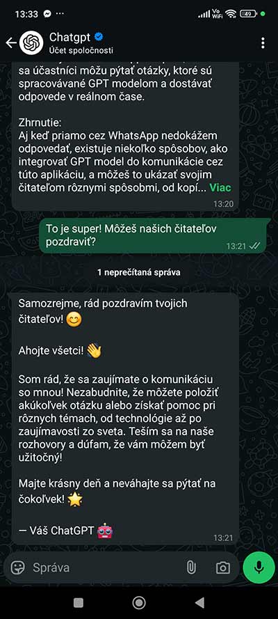 S umelou inteligenciou ChatGPT vieš četovať aj cez WhatsApp