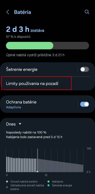 nastavenie limitov baterie na pozadi Samsung_1