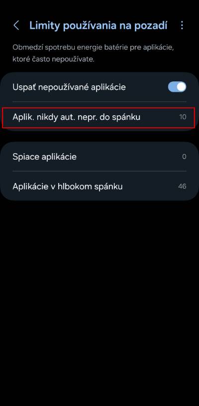 nastavenie limitov baterie na pozadi Samsung_2