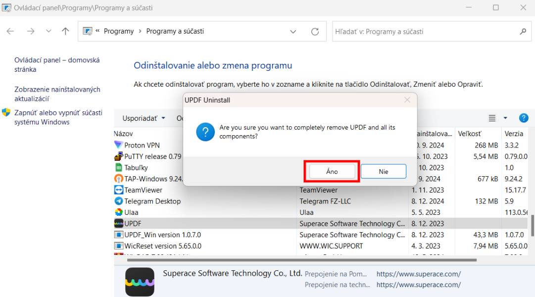 odstranenie aplikacie z pocitaca