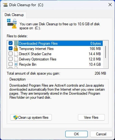 program disk cleanup
