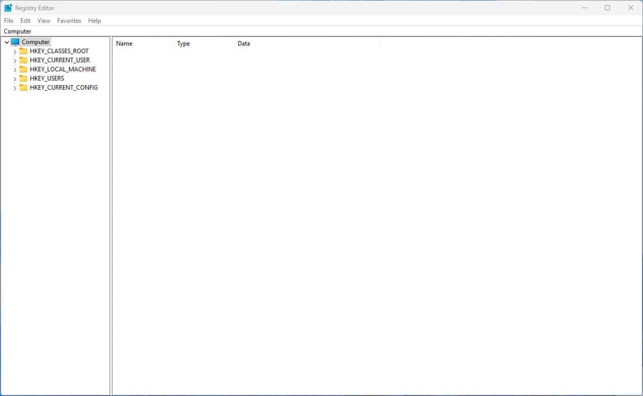 spusteny registry editor