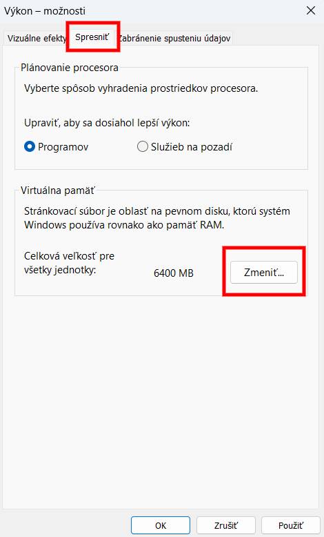 zvysenie vyritualnej ram pamate vo Windows