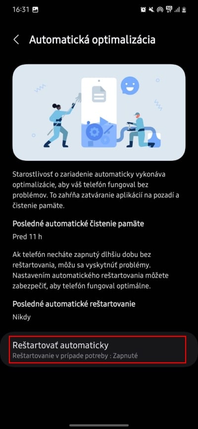 samsung autorestart treti krok