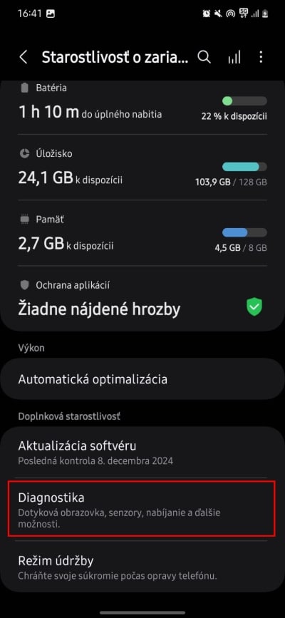 samsung diagnostika prvy krok