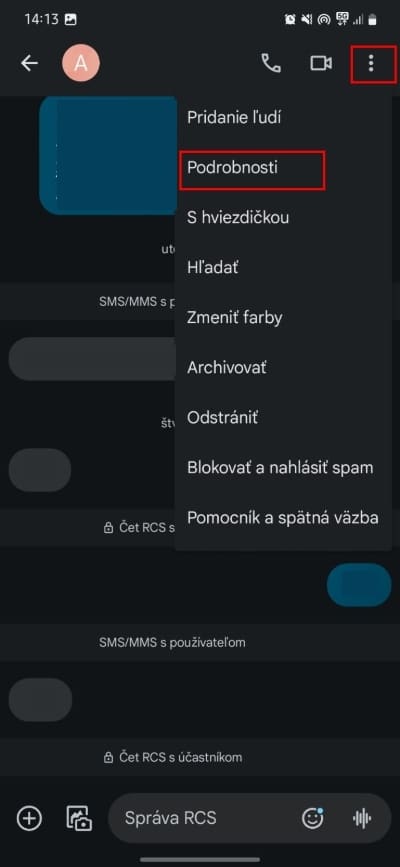 Konverzaci podrobnosti google spravy
