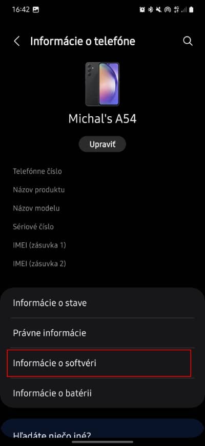 informacie o telefone samsung