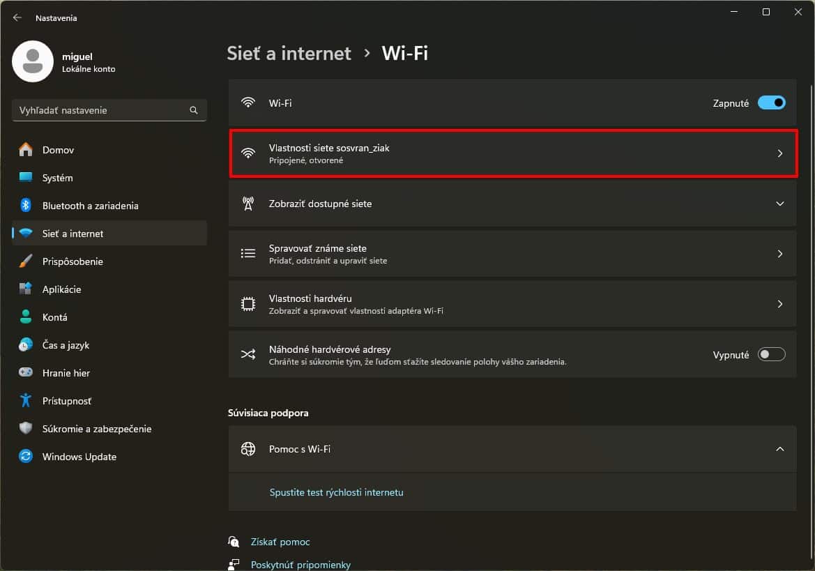 nastavenia windows wifi 3