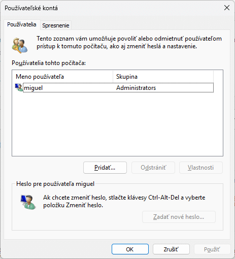 netplwiz ucty a odstranenie