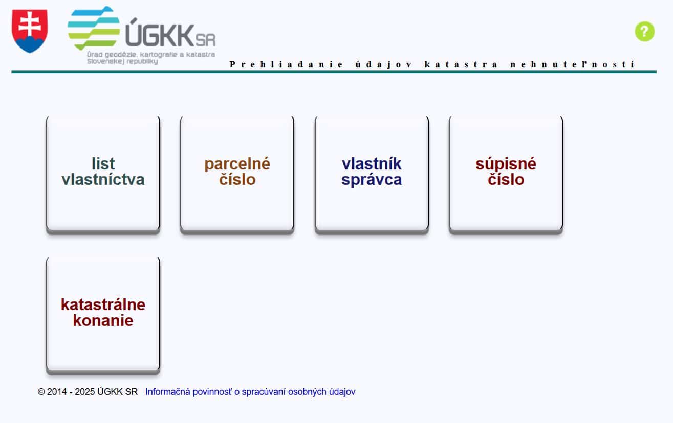 novy web katastru nehnutelnosti slovensko