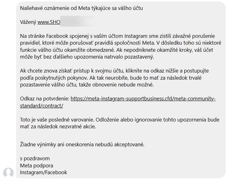 podvodna sprava od falosnej podpory facebooku