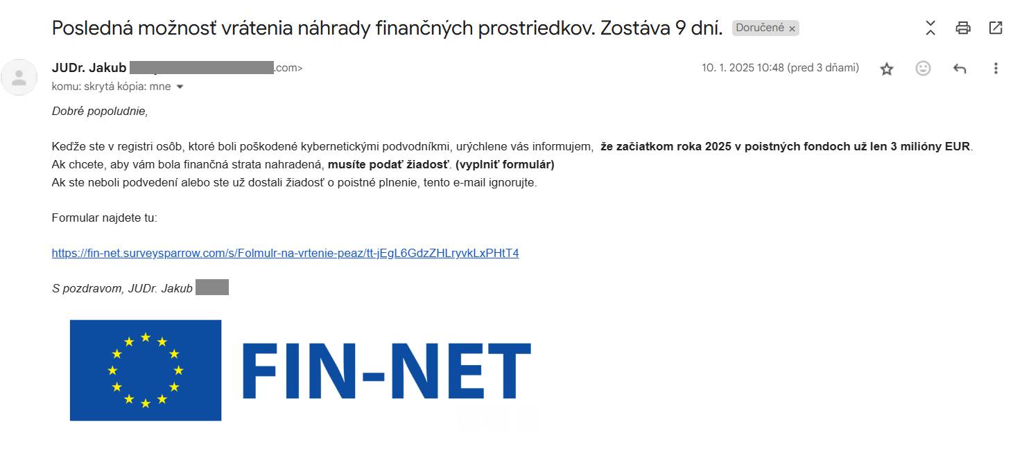 podvodny email ze sme v registri podvedenych ludi