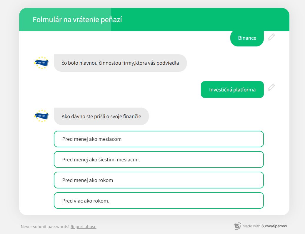podvodny formular na vratenie penazi