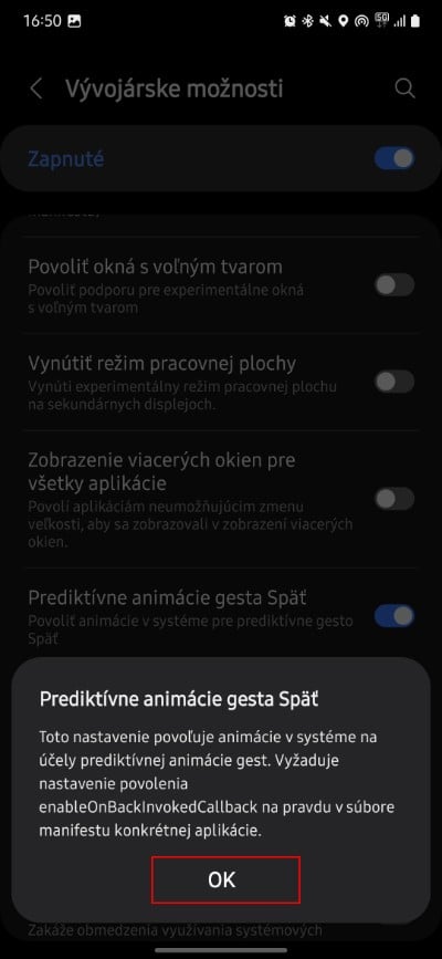predikt animacie gest samsung nastavenia