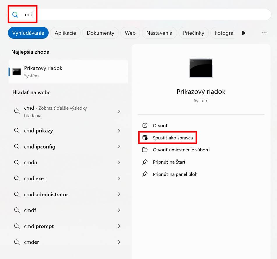 prikazovy riadok ako spravca systemu
