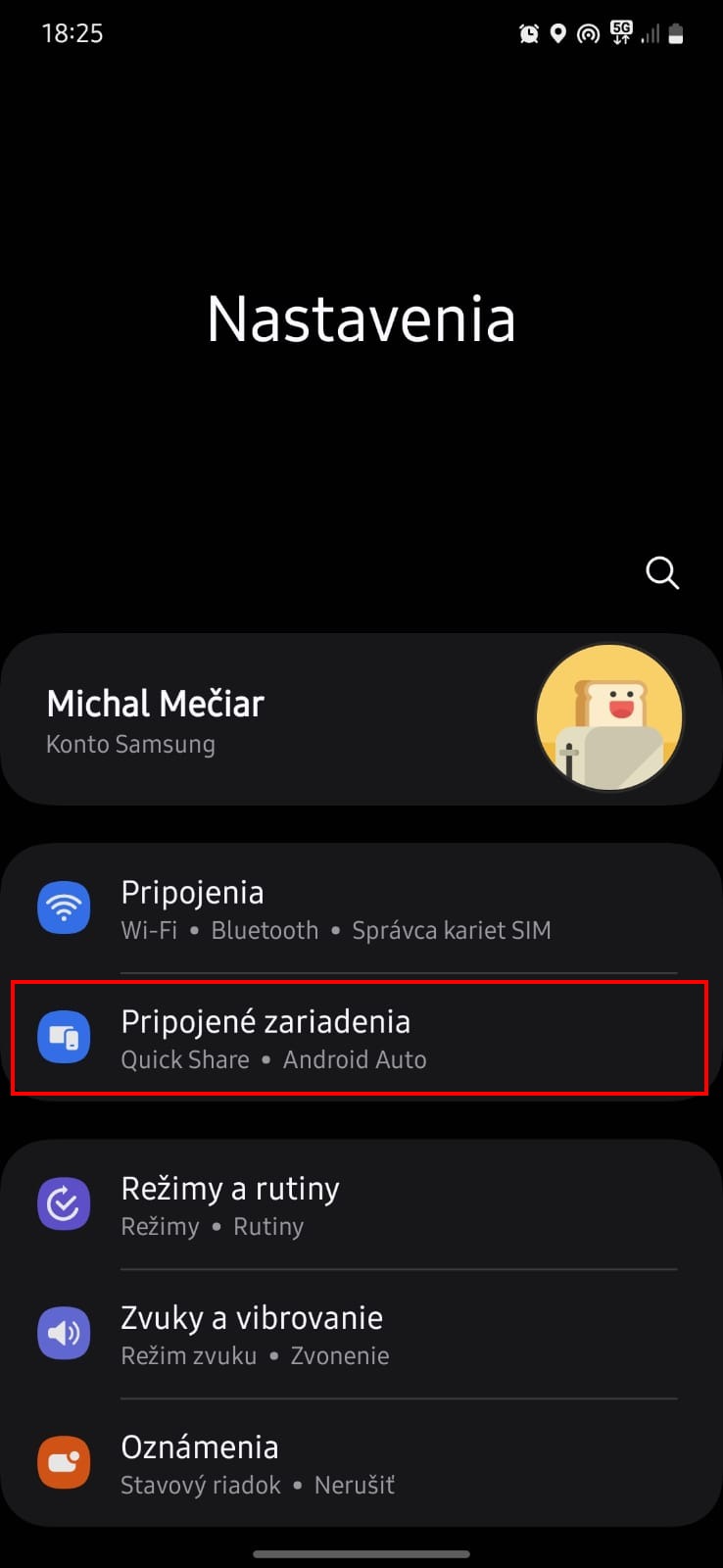 zapnutie quick share prvy krok