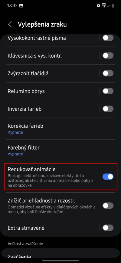 redukovat animacie
