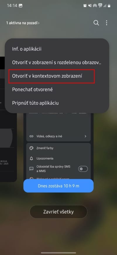 kontextove zobrazenie samsung