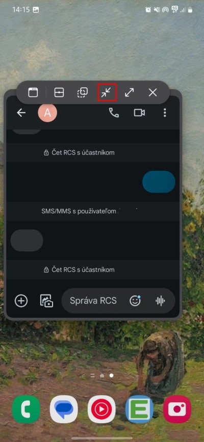 kontextove zobrazenie zmensit samsung