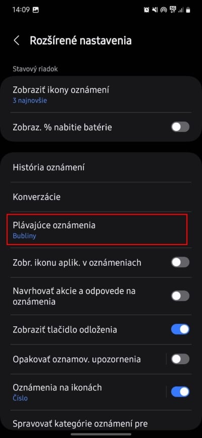 plavajuce oznamenia samsung