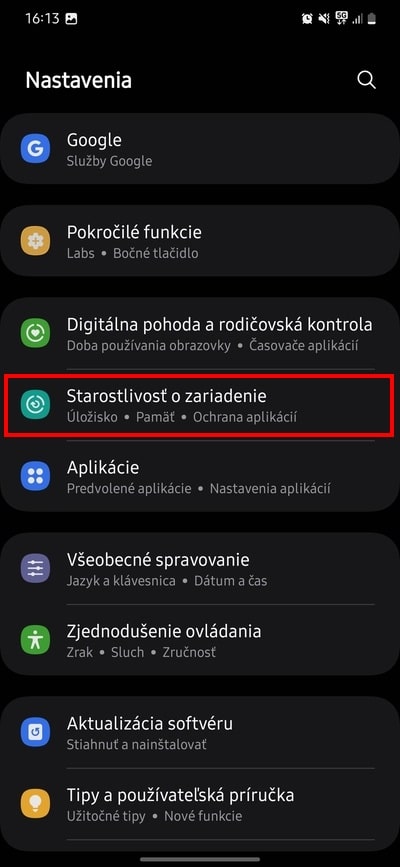 Starostilovst o zariadenie Samsung nastavenia baterie prvy krok