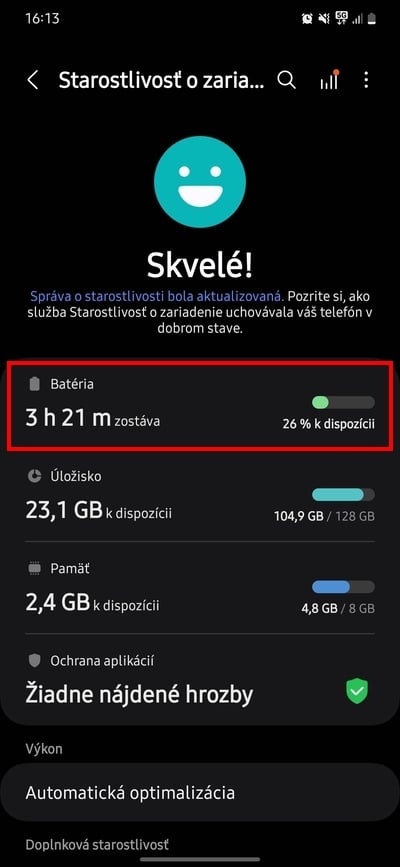 Bateria samsung nastavenia baterie druhy krok